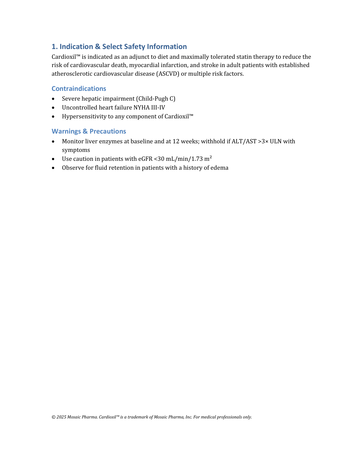 Prescribing information page