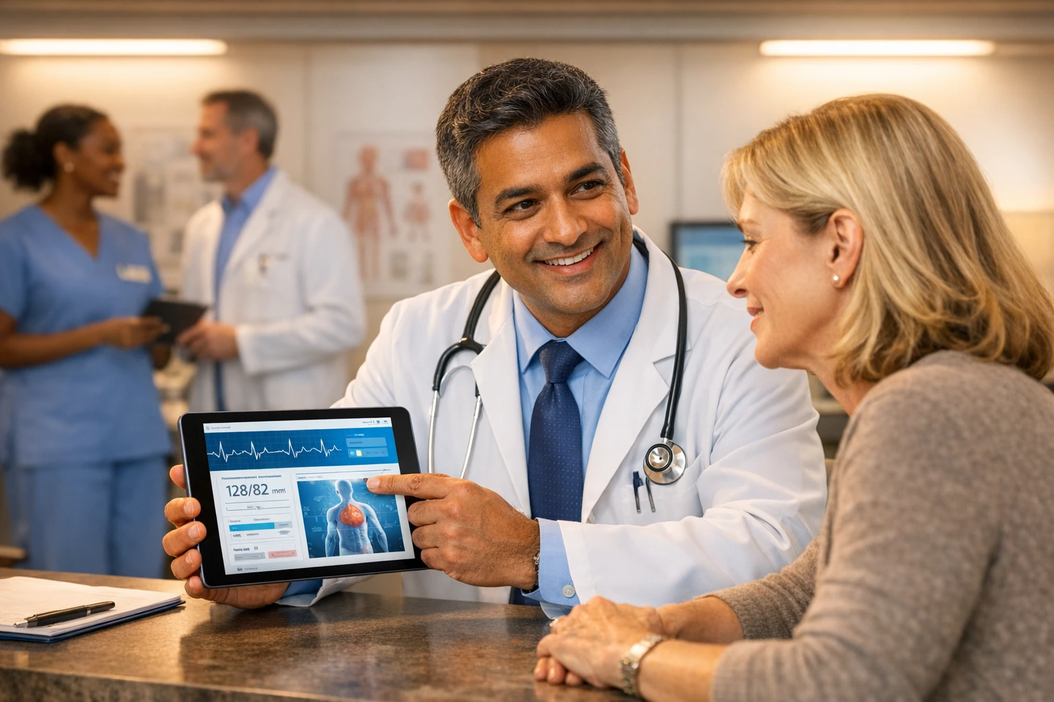 Healthcare professional consultation scene